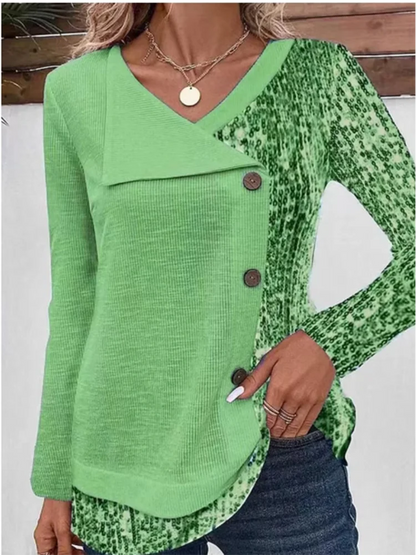 Vibe Stripe V-Neck Button Tee