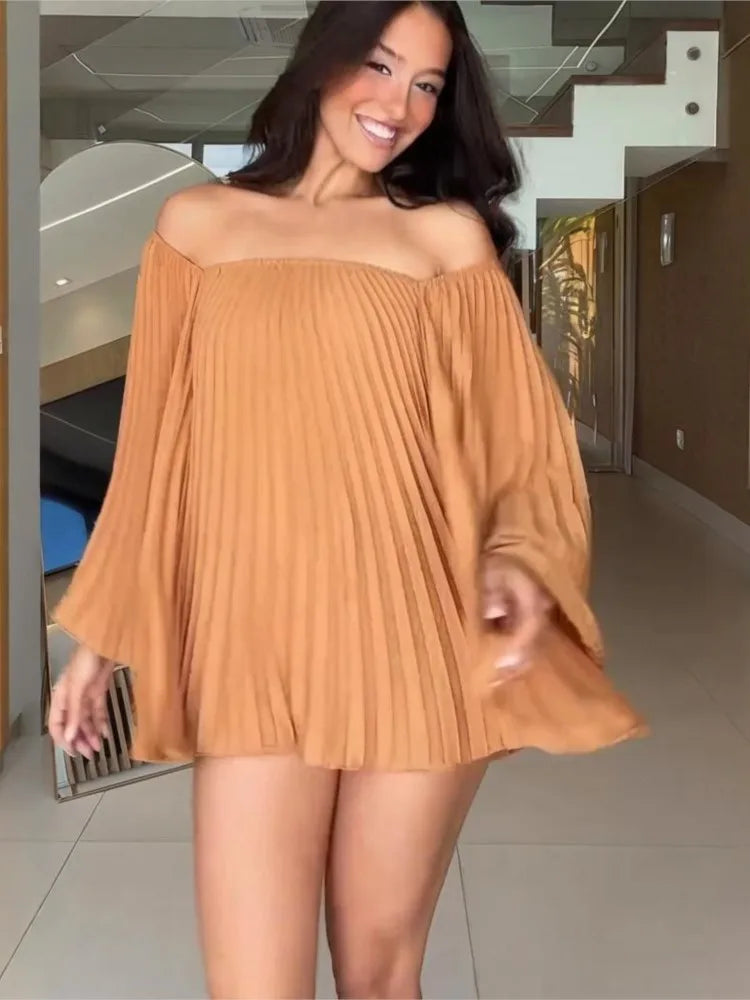 Glimmer Drape One Shoulder Shorts Set