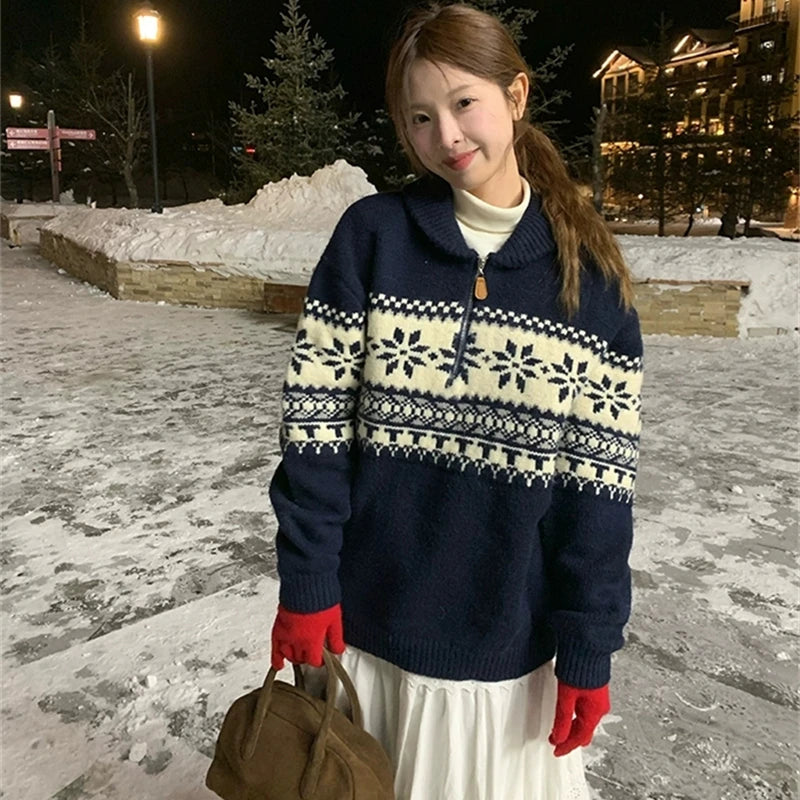 Retro Jacquard Knitted Pullover