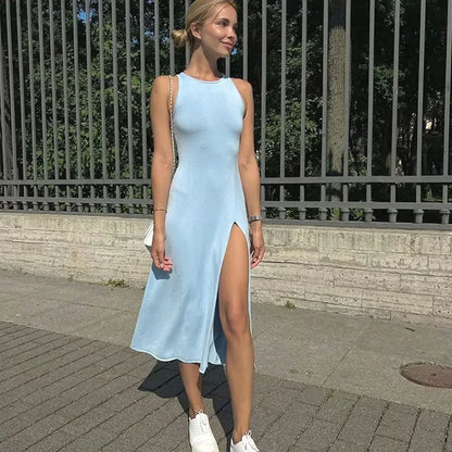 SculptKnit Sleeveless Split Midi Dress