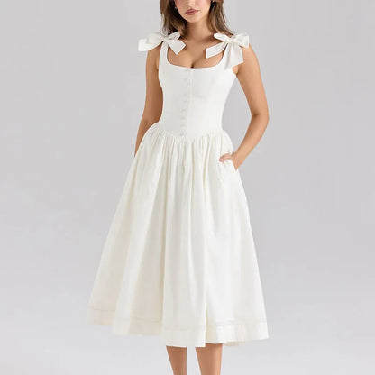 Elegant Charm Bow A-Line Dress