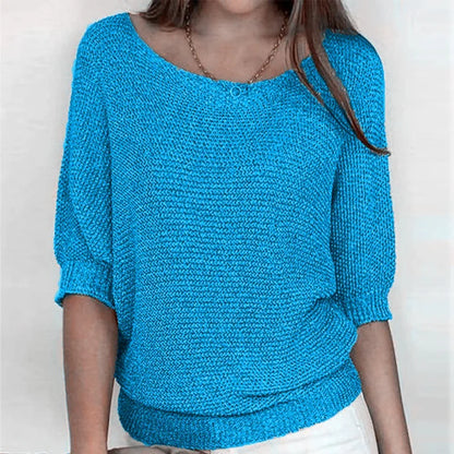Elegant Spliced Knit Sweater for Women