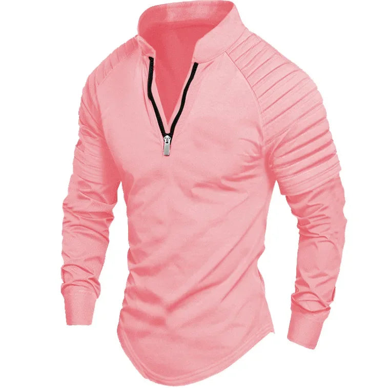 Half-Zip Stand Collar Polo Shirt