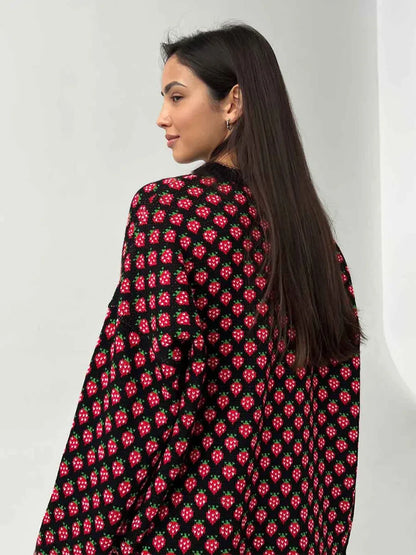 Cozy Strawberry Knit Sweater