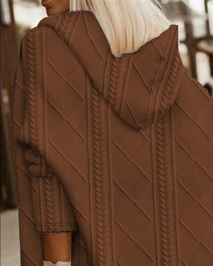 Cable Knit Hooded Windbreaker Coat