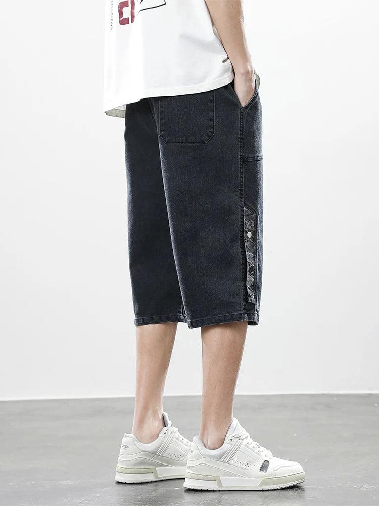 Men’s Washed Denim Capri Shorts