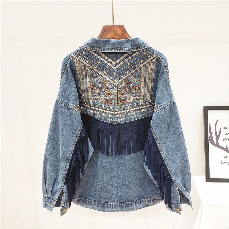 Boho Bloom Embroidered Denim Jacket