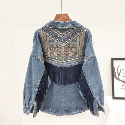 Boho Bloom Embroidered Denim Jacket