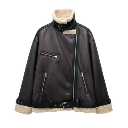 FurEdge Moto Style Faux Fur Jacket