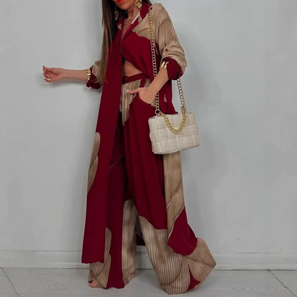 Chic Contrast V-Neck Suit