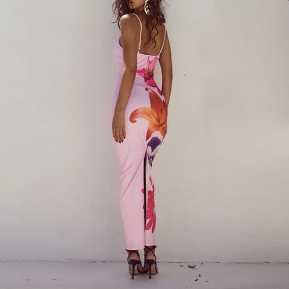 Floral Spaghetti Strap Bodycon Dress