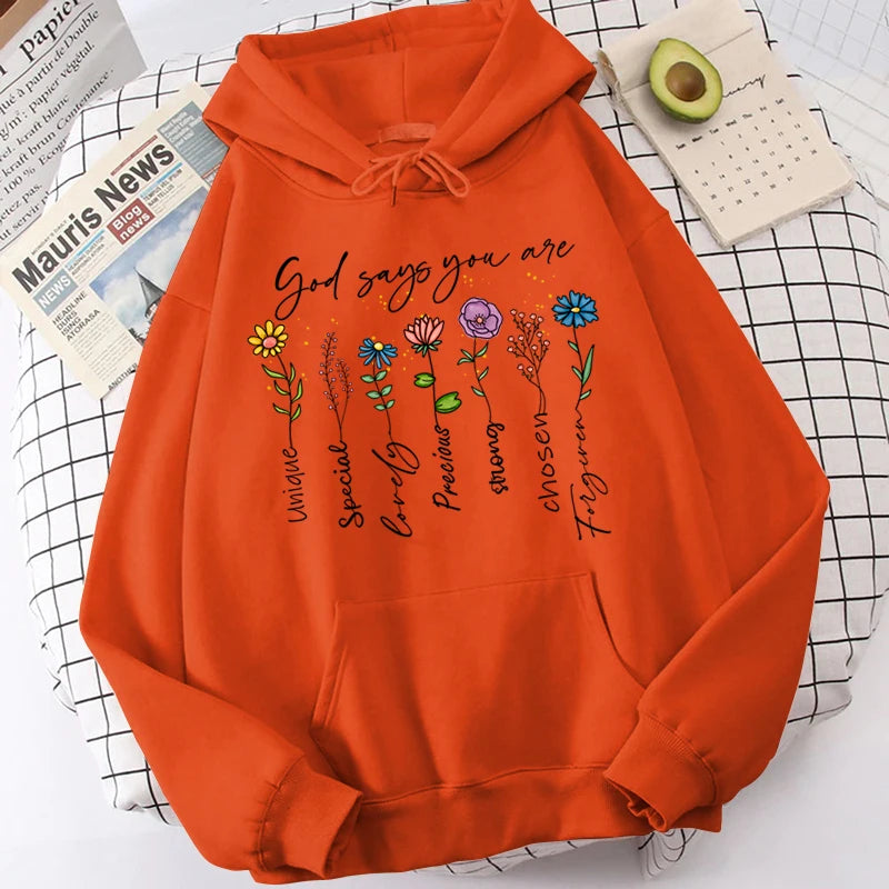 Funny Flower Print Hooded Sweatshirt