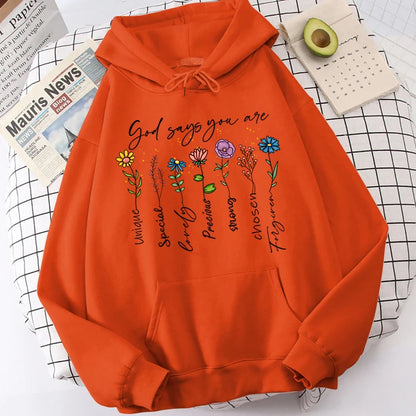 Funny Flower Print Hooded Sweatshirt