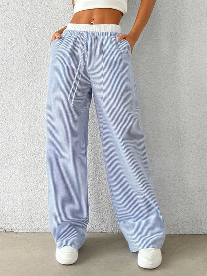 Striped Wide Leg Woven Pants