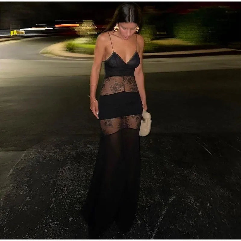 Sexy Lace Backless Maxi Dress