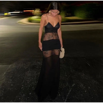 Sexy Lace Backless Maxi Dress