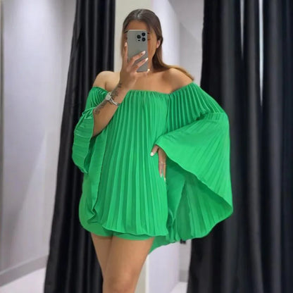 Glimmer Drape One Shoulder Shorts Set