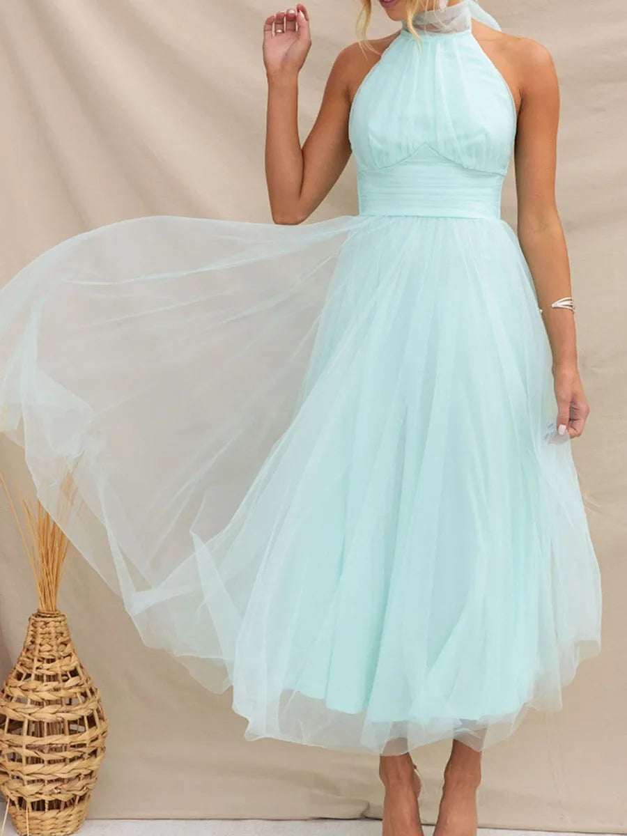 Chiffon Halter Neck Dress