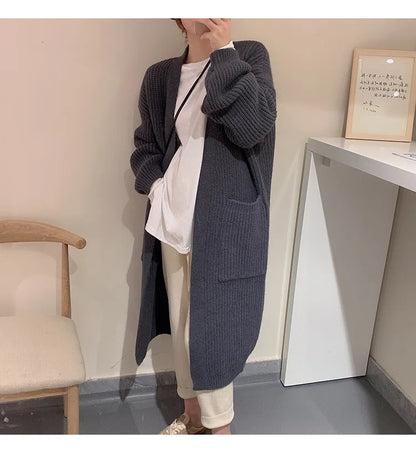 Plush Wave Maxi Knit Pocket Cardigan