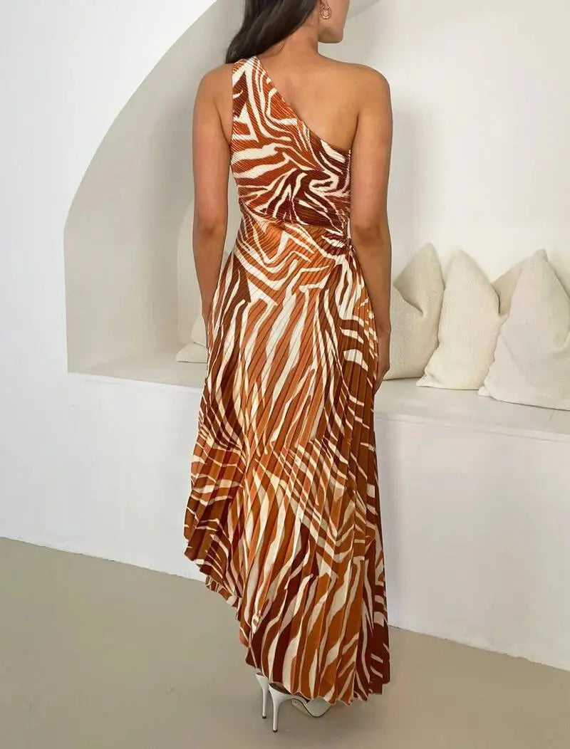 Boho Glam One-Shoulder Maxi Dress