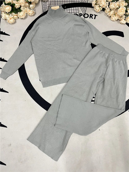 Knitted Turtleneck 2-Piece Tracksuit