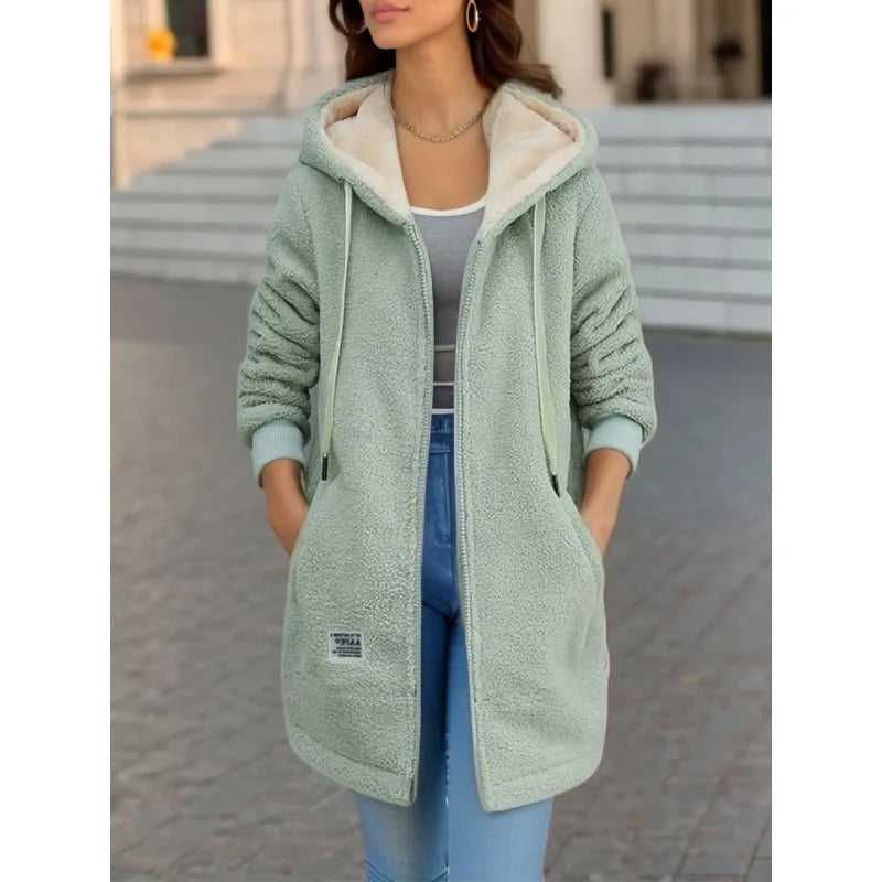 Mid-Length Zipper Jacket with Embroidered Lettering