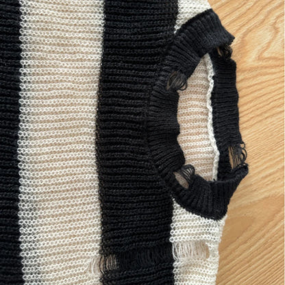 Black & Pink Striped Knitted Sweater