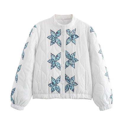 BloomNest Quilted Bomber Jacket