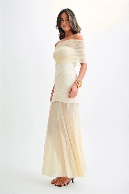 Midnight Allure Strapless Mesh Gown