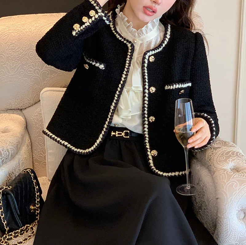 Cropped Tweed Blazer Jacket