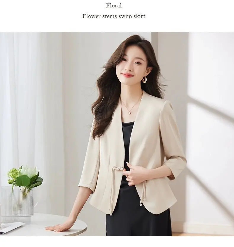 Slim Fit Short Sleeve Blazer Top