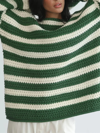 Autumn Stripes V-Neck Knit Pullover