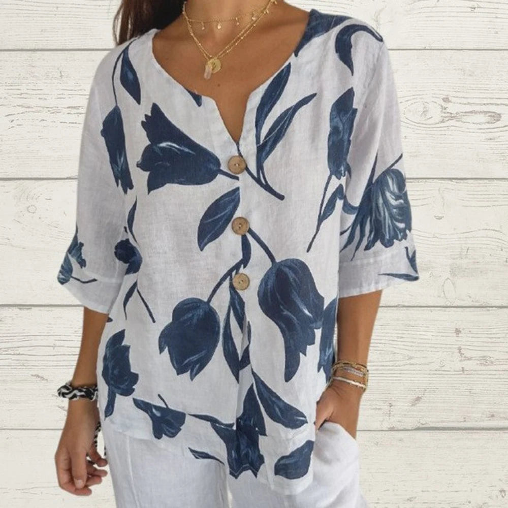 Meadow Breeze Cotton Linen Blouse