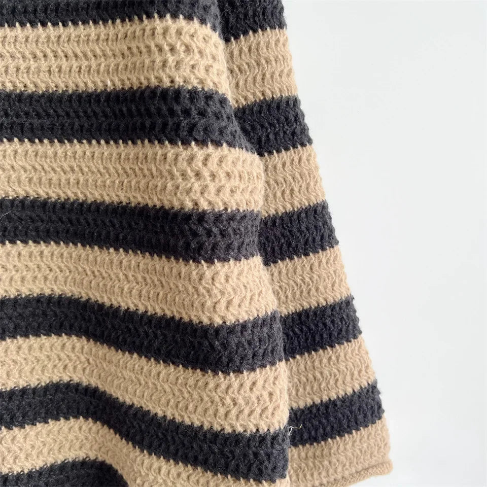 Autumn Stripes V-Neck Knit Pullover