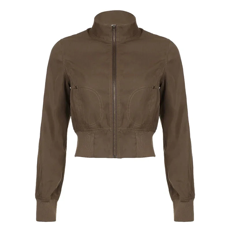 Retro Glow Turtleneck Crop Bomber