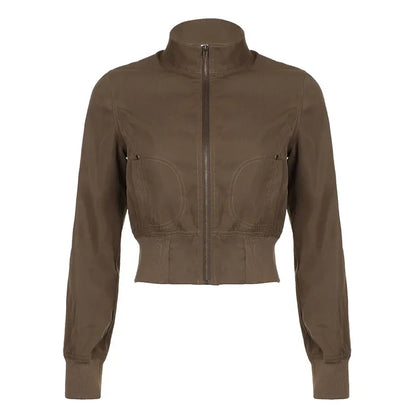 Retro Glow Turtleneck Crop Bomber