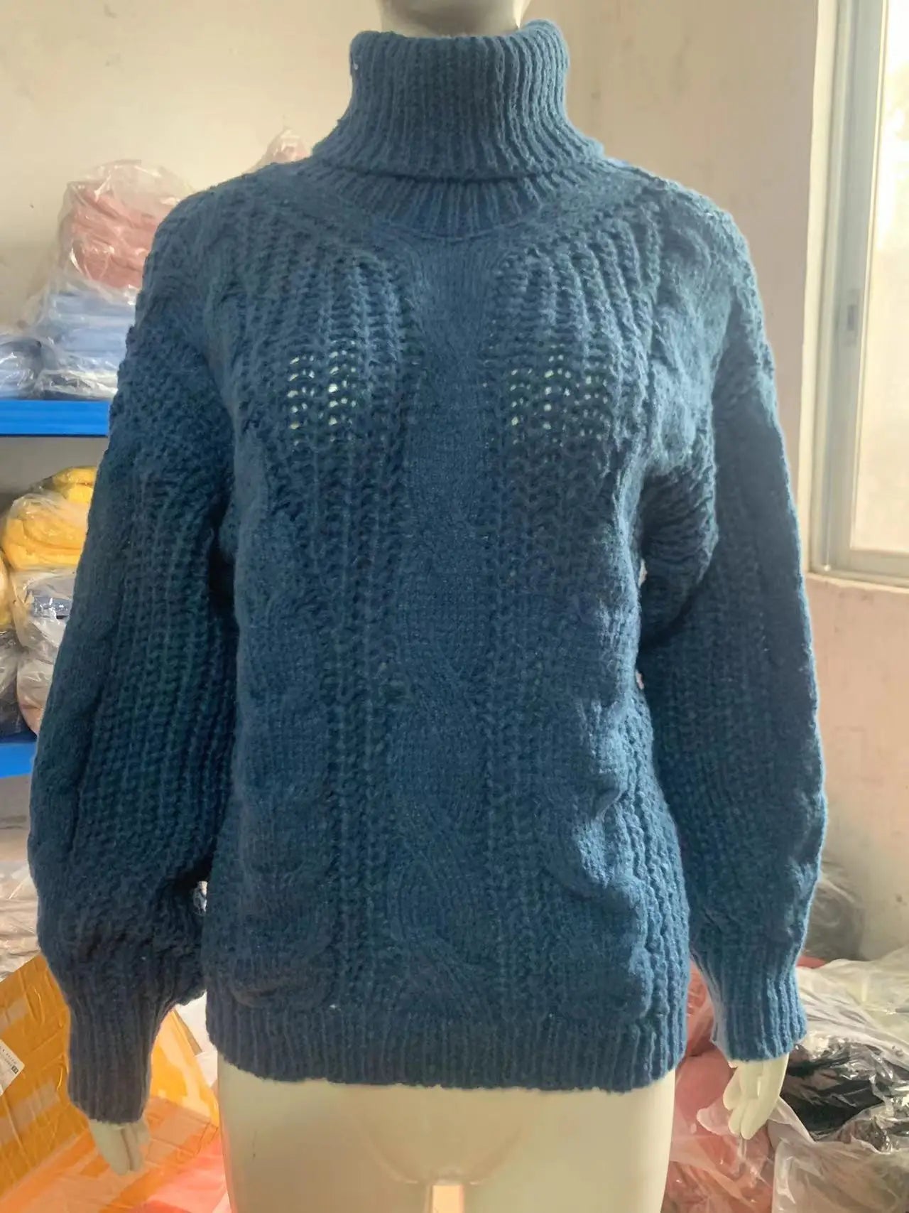 VintageSplice Thick Knit Turtleneck Sweater