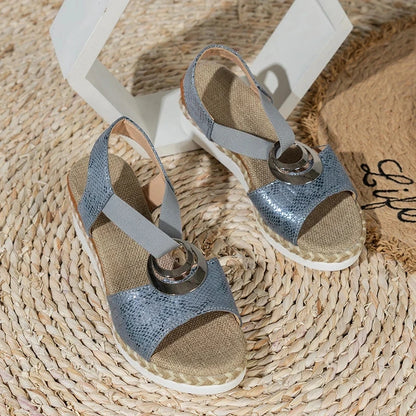 Snake Print Wedge Gladiator Sandals