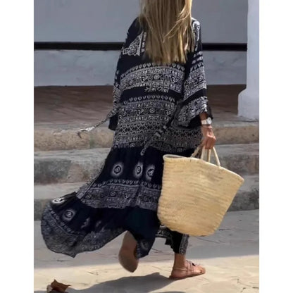 Boho Spirit Ethnic Print Maxi Dress