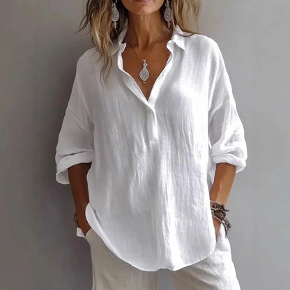 Relaxed Linen Button-Down Blouse