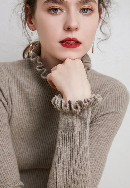 Cinched Turtleneck Knit Sweater