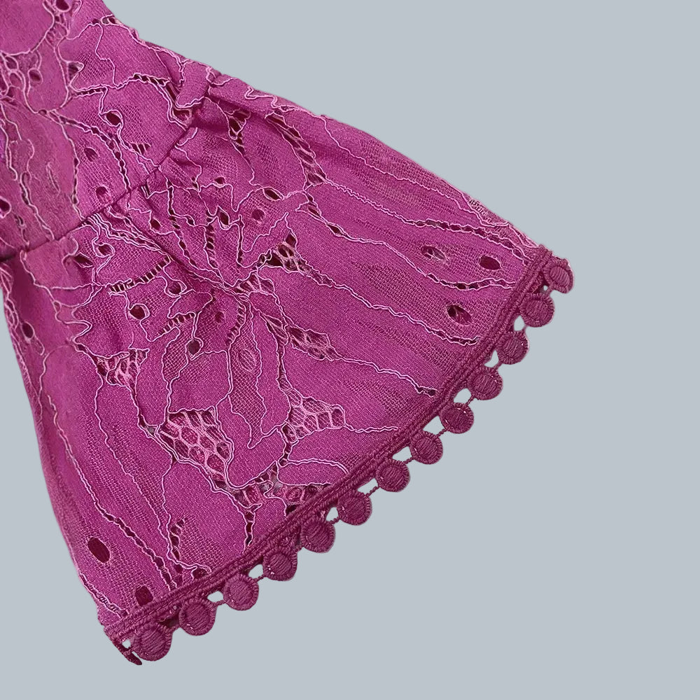 Off-the-Shoulder Bell Sleeve Top & Lace Wide-Leg Pants Set