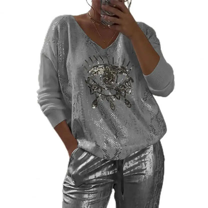 Gold Eye Print Glittery Set