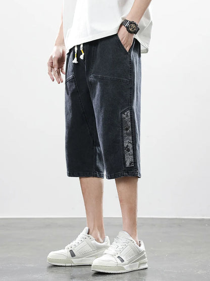 Men’s Washed Denim Capri Shorts