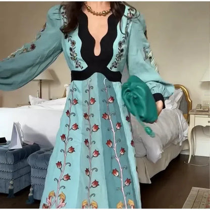 Chic Patchwork Floral Maxi Dress