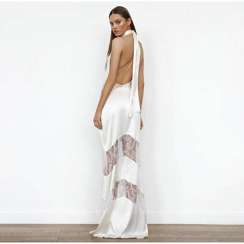 Sexy Lace Backless Maxi Dress