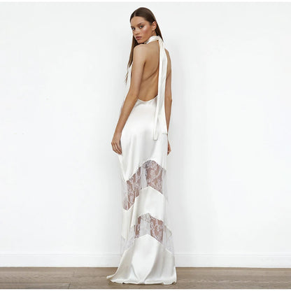 Sexy Lace Backless Maxi Dress