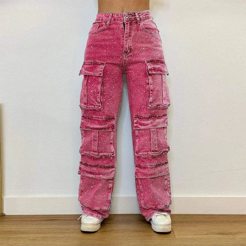 Bright Drill High Waist Work Jeans