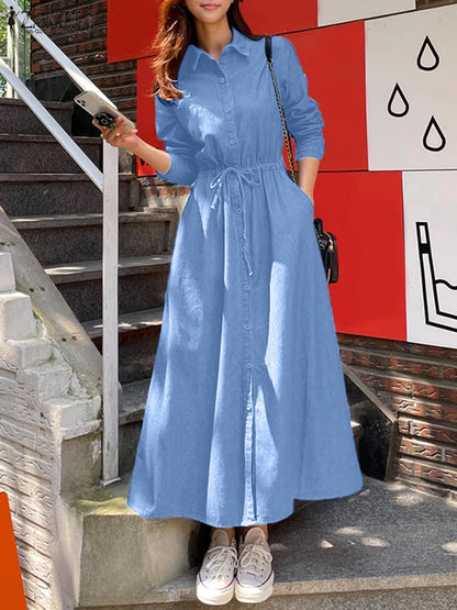 Denim Elegance Maxi Dress