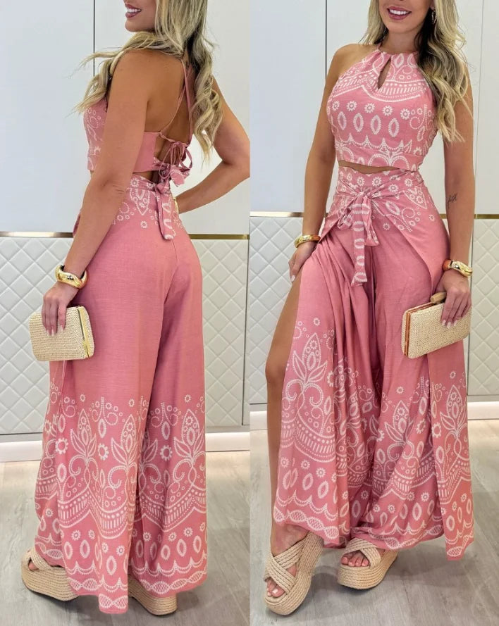 Boho Charm Halter Pant Set